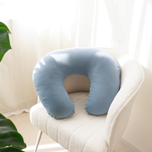 MairMore 2 Pack Muslin Baby Nursing Pillow Covers - color: Misty Blue