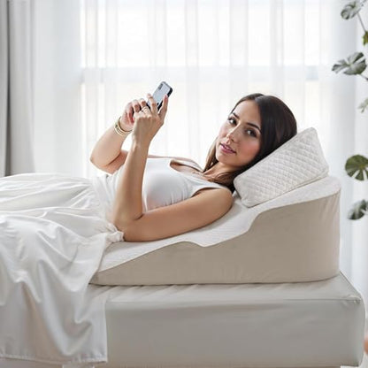Wedge Pillow for Side Sleepers with Arm Hole, 8" Bed Wedge After Surgery, Acid Reflux, GERD, Back Pain Relief, Back Support with Memory Foam Pillow
