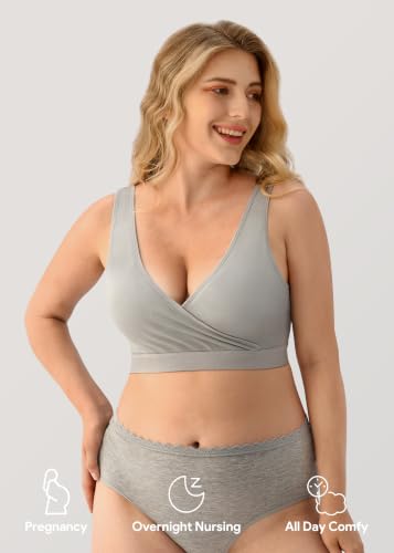 HBselect Maternity Nursing Sleep Bra for Breastfeeding Wireless Bralette - color: Black/Gray/White/Pink/Beige, size: Small