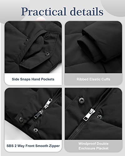 Chrisuno Women's Plus Size Winter Coat Waterproof Long Puffer Jacket Warm Thicken Parka with Removable Fur Hood - color: Black, size: 1X
