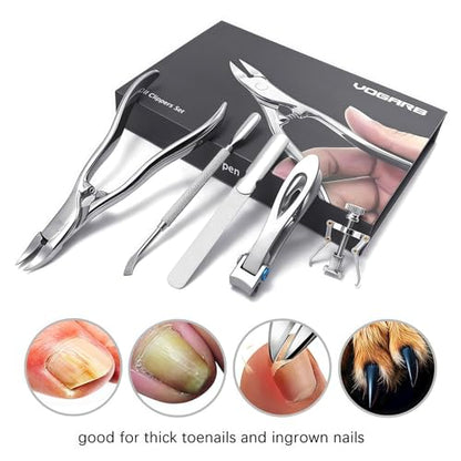 Long Handle Ingrown Toenail Clippers Set for Men Seniors - color: Metallic 5pcs