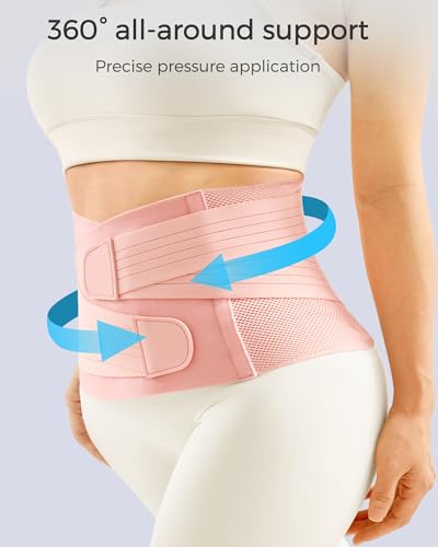 FREETOO Postpartum Belly Band Wrap for Women,Abdominal Binder Post Surgery - color: Pink