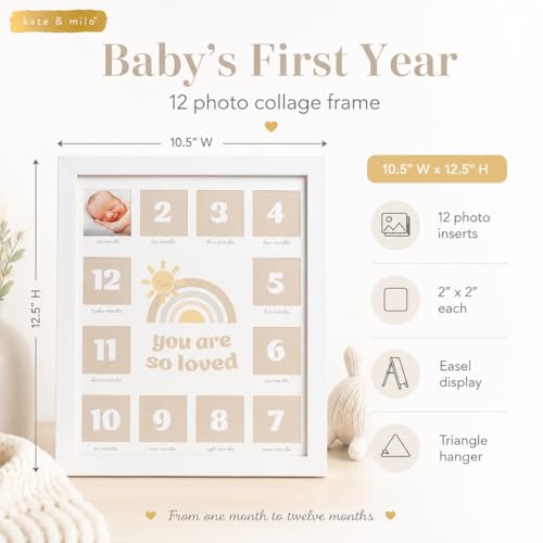 Kate & Milo My First Year Baby Milestone Photo Frame - style: You Are So Loved First Year