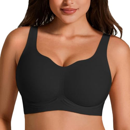 Jelly Bras for Women Plus Size No Underwire Push Up Full Coverage Minimizer Bra Seamless Wireless Bralette - color: Black, size: Small