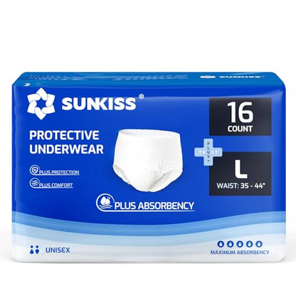 SUNKISS TrustPlus Unisex Incontinence Underwear, Large, 16 Count - size: Large (16 Count)