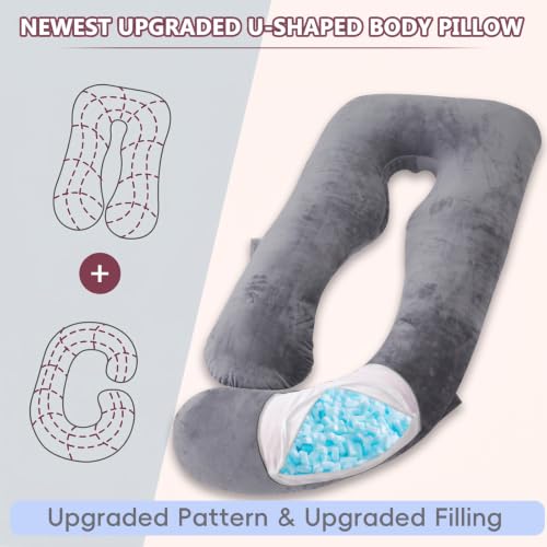 60 Inch Pregnancy Pillow for Sleeping (Dark Grey- Memory Foam) - color: Dark Grey- Memory Foam