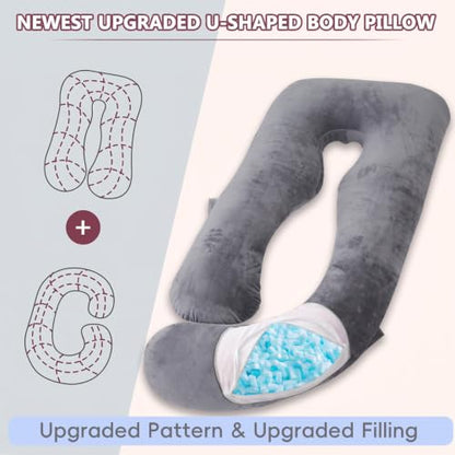 60 Inch Pregnancy Pillow for Sleeping (Dark Grey- Memory Foam) - color: Dark Grey- Memory Foam