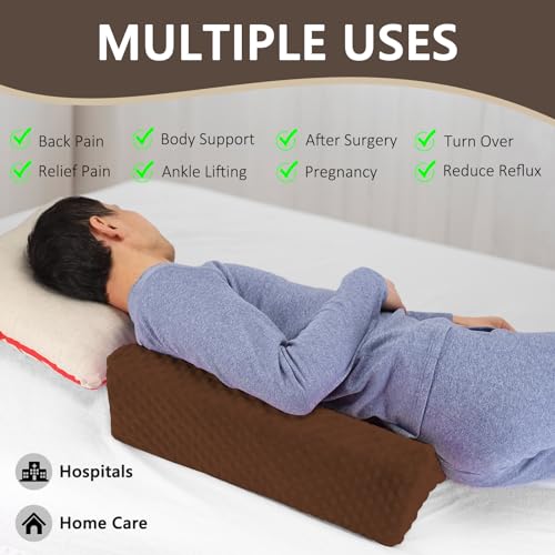 Wedge Pillow for Side Sleeping, Body Positioning Foam Wedge Pillow - color: Brown