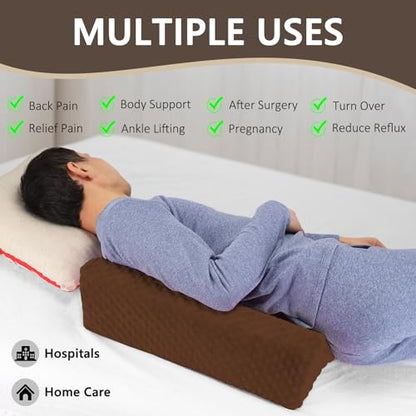 Wedge Pillow for Side Sleeping, Body Positioning Foam Wedge Pillow - color: Brown