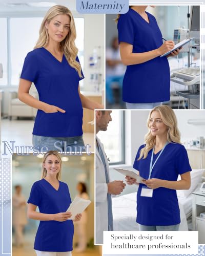 Neer Women's Maternity Scrub Top - color: Sapphire Blue, size: Small