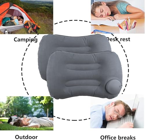 2 Pack Inflatable Camping Pillow, Ultralight Travel Air Pillows (Grey) - color: 2 X Grey