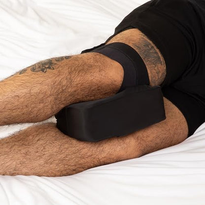 Sleep Gear Knee Zzz Pillow: Doctor-Designed Knee Sleeve & Foam Pillow for Side Sleepers - Compact, Ergonomic Design with Washable Cover for Sciatica & Back Pain Relief (Strap)