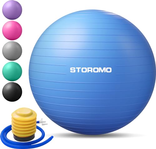 Anti-Burst Pregnancy Exercise Ball – High Weight Capacity Stability Ball for Yoga, Pilates & Labor Support, Eco-Friendly PVC Fitness Ball for Moms, Includes Pump (45cm-95cm) - color: Blue, size: 65 cm