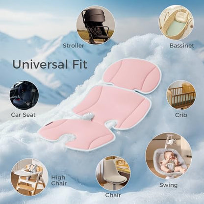 Momcozy Universal Stroller Cooling Pad, Detachable 2-Piece Cushion - color: Pink, size: Cooling Pad