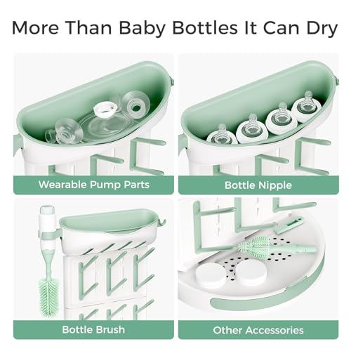 Momcozy Baby Bottle Drying Rack, 18 Bottles Vertical Space Saving
