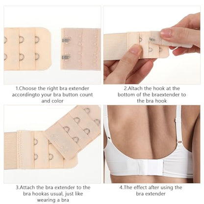 Ouligay 6Pcs Women's Bra Extender 2 Hook, Elastic Bra Strap Extender, Bra Extensions 2 Hook, Stretchy Bra Extension Strap, Comfortable and Soft Bra Strap Extensions Black