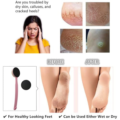 Foot File Callus Remover 13.7" Long Handle with Foot Scrubber Brush for Shower, 2-in-1 Sand Paper Pedicure Tool, Dead Skin Remover, Back Scrubber Body Brush for Deep Cleansing, Pink - color: Pink