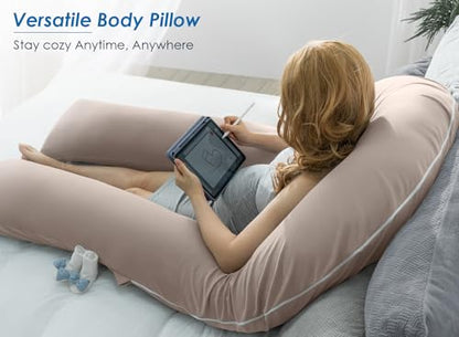 QUEEN ROSE 65 Inch Cooling U Shaped Pregnancy Pillow, Maternity Body Pillow - color: Nomad
