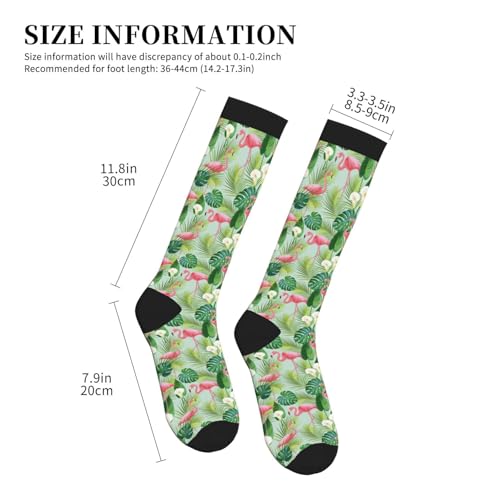 Crazy Fun Compression Socks, Unisex Knee High Support Socks - color: Flamingo Palm