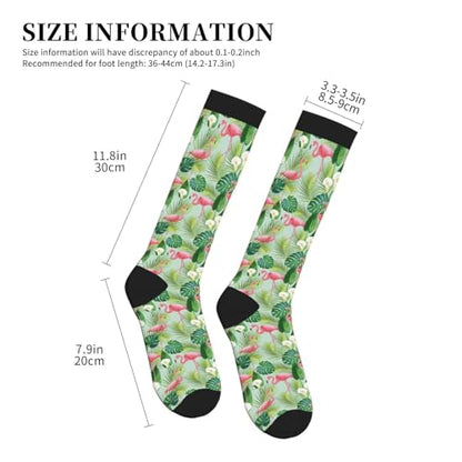 Crazy Fun Compression Socks, Unisex Knee High Support Socks - color: Flamingo Palm