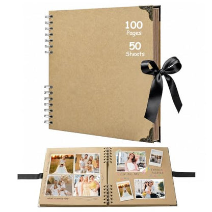 JOYIT 10x10 Scrapbook Album, 100 Pages Blank Hardcover Memory Book (Brown) - color: Brown