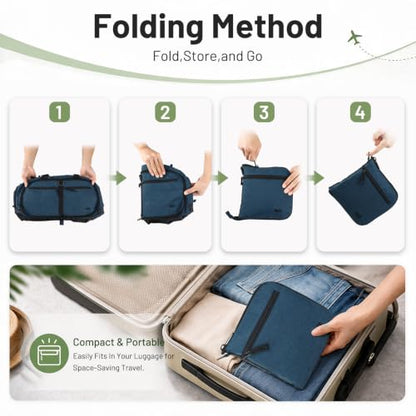 MIER Packable Travel Duffle Bag with Shoe Compartment, 50L, Dark Blue - color: Dark Blue, size: 50L