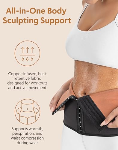Copper Slim Waist Cincher & Waist Trainer for Body Contouring & Shaping - size: Small