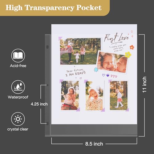 Mublalbum 8.5x11 Inch 3 Ring DIY Scrapbook Photo Album 80 Pages,White - color: White