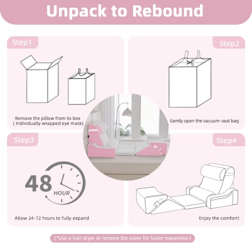 Wedge Pillow Set for After Surgery,White/Pink,9PCS-23.2" - color: White/Pink, size: 9PCS-23.2''