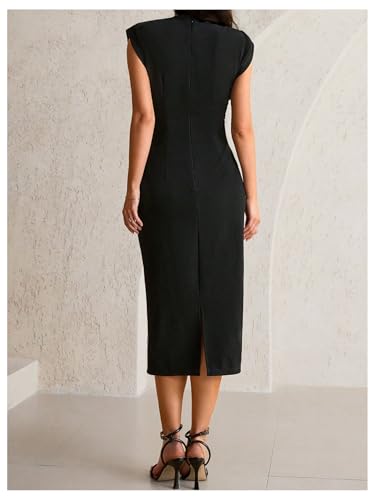 OYOANGLE Women's Maternity Cap Sleeve Pregnancy Bodycon Midi Dresses - color: Black, size: Small