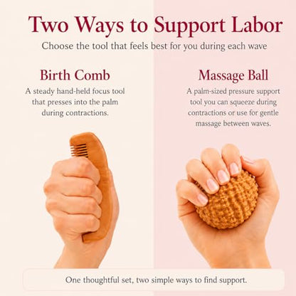 Labor Focus Trio, Birth Comb, Massage Ball & Clary Sage Roller