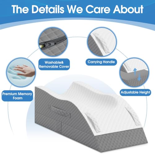 TranquilRelax Leg Elevation Pillows for After Surgery, Wedge Pillow, Grey - color: Grey, size: Single Leg