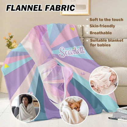 Personalized Dance Blanket Customized Name Bed Blankets Adults 60x80 IN - color: Ballet Dancer Recital Geometric, size: 60x80 IN