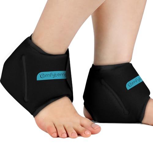 Comfytemp Ankle Ice Pack Wrap for Sprained Ankles, Plantar Fasciitis, 2pcs - color: Black, size: Standard