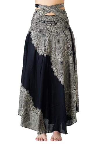 Long Skirts for Women Maxi Boho Skirt - color: Hippierose Black, size: 20-24 Plus