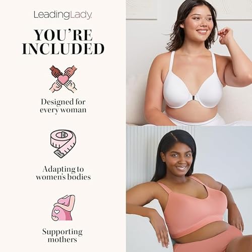 LEADING LADY, Vivien, Wireless Nursing Bra, Cushioned Straps, Unlined Fold-Down Cups, One Hand Nursing Clasps, 36B-42DD - color: Heather Gray, size: 38DD