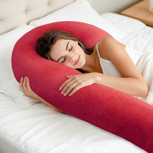 Body Pillow for Adults, Swan Shaped Pillow Insert for Sleeping, Red, 49 In - color: Red