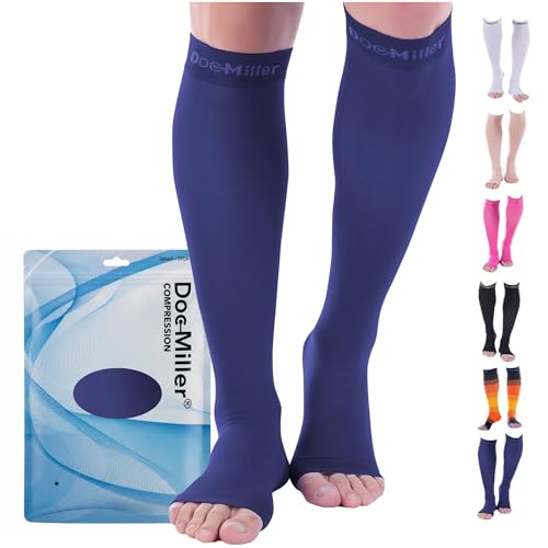 Doc Miller Open Toe Compression Socks 8-15 mmHg for Women & Men, 1 Pair - color: Dark Blue, size: Large
