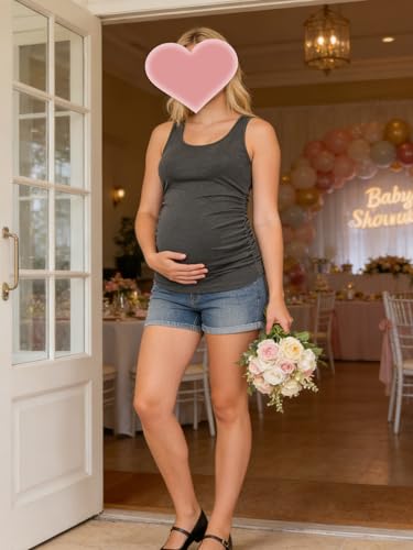 PARNIXS Summer Women's Maternity Tank Top Comfy Sleeveless Maternity Clothes - color: Black/Dark Grey/White, size: XX-Large