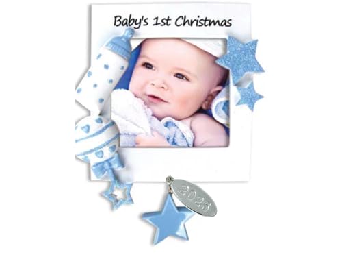 Baby Boy Frame for Baby's First Christmas Ornament - Can Be Personalized at Home - Comes in a Gift Box So It's Ready for Giving (Blue Frame) - color: Frame - Blue