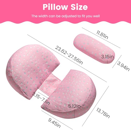 Pregnancy Pillow for Sleeping, Soft Maternity Body Pillow for Side Sleepers, Wedge Support for Back, Belly, Legs, Adjustable & Detachable with Machine-Washable Cushion Cover(Pink)