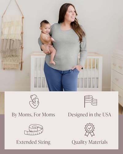 Kindred Bravely Everyday Nursing & Maternity Long Sleeve T-Shirt - color: Grey Heather, size: X-Large