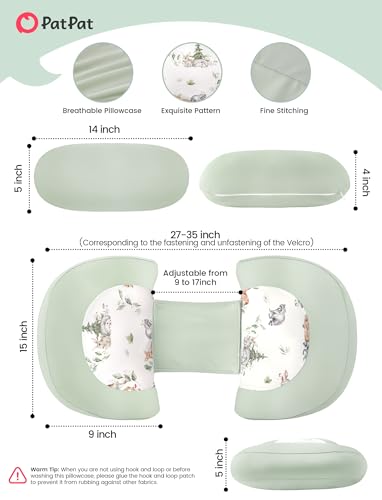 PATPAT Pregnancy Pillow, Cooling Maternity Pillow with Adjustable Wedge - color: Green