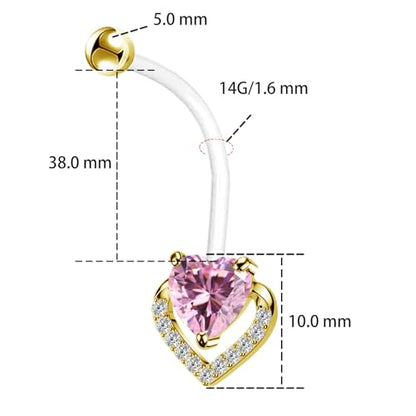 14G Flower Flexible Clear Acrylic Pregnancy Belly Button Ring Letter Personalized Dangle Pregnancy Maternity Belly Rings - color: gold pink