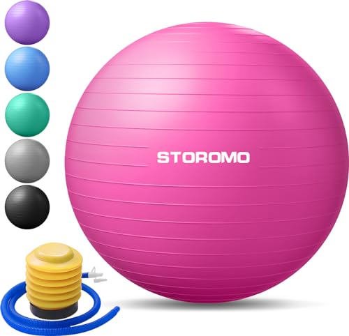 Anti-Burst Pregnancy Exercise Ball – High Weight Capacity Stability Ball for Yoga, Pilates & Labor Support, Eco-Friendly PVC Fitness Ball for Moms, Includes Pump (45cm-95cm) - color: Pink, size: 55 cm