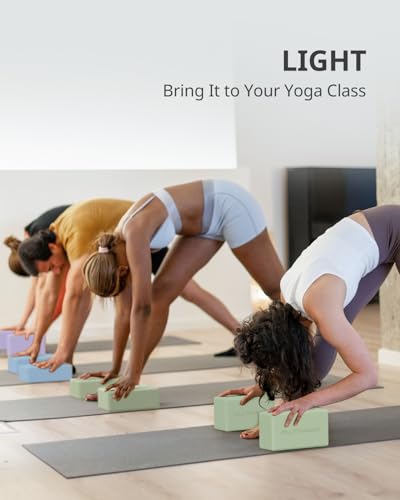Yoga Blocks 2 Pack with Supportive Non-Slip Foam for Yoga Pilate Stretching - color: Mint Green