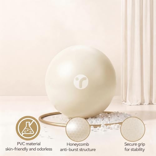 Mini Pilates Ball with Pump, Anti-Burst Yoga Ball - color: White
