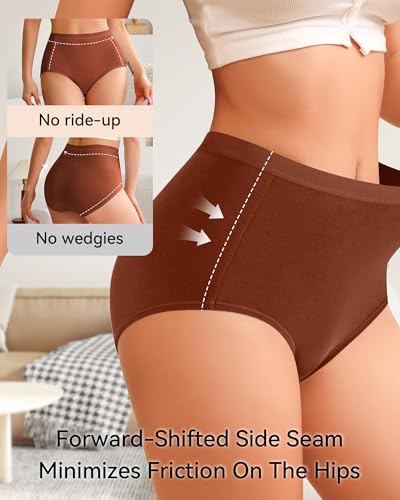 Annenmy High Waisted Panties Women's Cotton Underwear Full Coverage Briefs Soft Breathable Stretch Briefs Regular & Plus Size - color: Multicolor-a, size: Large