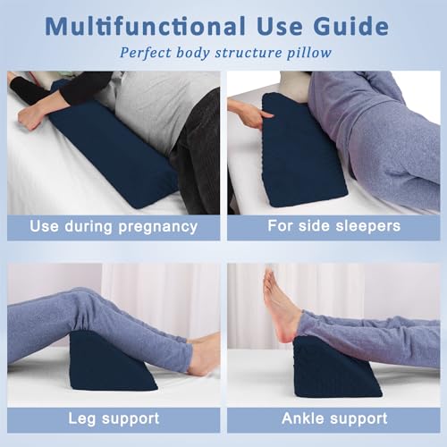 Wedge Pillow for Side Sleeping, Body Positioning Foam Wedge Pillow - color: Dark Blue