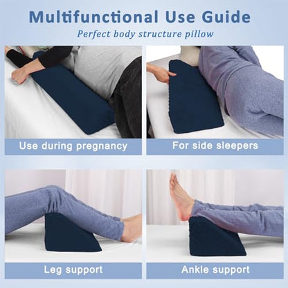 Wedge Pillow for Side Sleeping, Body Positioning Foam Wedge Pillow - color: Dark Blue
